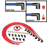 Mallory Pro Sidewinder Spark Plug Wire Sets 937 Wires, Sidewinder, Spiral Core, 8mm, Red, 90 Degree Boots, Universal, V8, Set thumbnail 2
