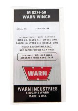 Warn Winch Replacement Nameplates 37489 Parts, Nameplate, Fits M8274-50 Winch, Each thumbnail 1