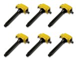 Superchips 3.6L V6 Coil Packs 4445-CP6 Ignition Coils, 4445, Epoxy Filled Housings, Optimized Cores and Windings, Bolt-on Replacement, Yellow, Chrysler, Dodge, Jeep, Ram, Set of 6 thumbnail 1