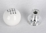 Steeda Ball Shifter Knobs for 2011-2014 MUSTANG - 555-1251 Transmission Shift Knob, Round, Composite, White, Manual 6-Speed Logo, Each thumbnail 1