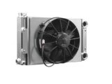 PWR North America Drag Race Radiators 941-00000 Radiator, Race, Scirocco, Crossflow, Aluminum, Spal Fan, 12 in. Diameter, Universal, Each thumbnail 1