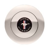 GT Performance GT-9 Large Horn Buttons 11-1165 Button, GT-9, Large, Billet Aluminum, Polished, Ford Mustang Running Pony Logo, 3 in. Button Diameter, 4.5 in. Overall Diameter, Each thumbnail 2