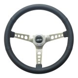 GT Performance GT-3 Retro Mustang Stainless Steel Steering Wheels 35-5445 Wheel, Mustang, Leather, Black, Spoke, Polished, 15 in. Diameter, 4.625 in. Dish, Each thumbnail 1