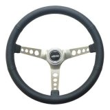 GT Performance GT-3 Retro Mustang Stainless Steel Steering Wheels 35-5445 Wheel, Mustang, Leather, Black, Spoke, Polished, 15 in. Diameter, 4.625 in. Dish, Each thumbnail 4