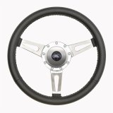 GT Performance GT-9 Retro Cobra Aluminum Steering Wheels 38-4245 Wheel, Cobra, Leather, Black, Billet Spoke, Polished, 14.750 in. Diameter, 1.750 in. Dish, Each thumbnail 1