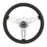 GT Performance GT-9 Retro Cobra Aluminum Steering Wheels 38-4245 Wheel, Cobra, Leather, Black, Billet Spoke, Polished, 14.750 in. Diameter, 1.750 in. Dish, Each thumbnail 2