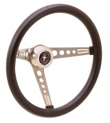 GT Performance GT-3 Retro Mustang Foam Steering Wheels 35-5451 Wheel, Mustang, 3-Spoke, Stainless Steel, Brushed, Black Grip, 15 in. Dia., 3-Bolt thumbnail 2