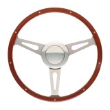 GT Performance GT-9 Retro Cobra Wood Steering Wheels 38-4247 Wheel, Cobra, 3-Spoke, Aluminum, Polished, Walnut Color Grip, 15 in. Dia., 9-Bolt, Each thumbnail 1