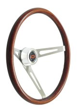 GT Performance GT-3 Retro GM Wood Steering Wheels 36-5459 Wheel, GM, 3-Spoke, Stainless, Brushed, Dark Walnut Color Grip, 15 in. Dia., 3-Bolt thumbnail 1