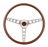 GT Performance Classic Wood Steering Wheels 14-4337 Wheel, Wood, 3-Spoke, Polished Chrome, Grip, Walnut Color, 15 in. Dia., 3-Bolt Mount thumbnail 1