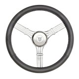 GT Performance GT-3 Gasser Banjo-Style Steering Wheels 21-5645 Wheel, Banjo Style, Leather, Black, Billet Aluminum Spoke, Polished, 15 in. Diameter, Flat Dish, Each thumbnail 1
