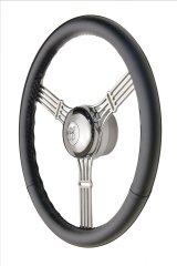 GT Performance GT-3 Gasser Banjo-Style Steering Wheels 21-5645 Wheel, Banjo Style, Leather, Black, Billet Aluminum Spoke, Polished, 15 in. Diameter, Flat Dish, Each thumbnail 2