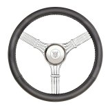 GT Performance GT-3 Gasser Banjo-Style Steering Wheels 21-5645 Wheel, Banjo Style, Leather, Black, Billet Aluminum Spoke, Polished, 15 in. Diameter, Flat Dish, Each thumbnail 3