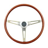 GT Performance Classic Wood Steering Wheels 14-5437 Wheel, Wood, 3-Spoke, Polished Chrome, Grip, Walnut Color, 15 in. Dia., 3-Bolt, Each thumbnail 1