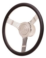 GT Performance GT-9 Retro Banjo Steering Wheels 21-4245 Wheel, Banjo, Black Leather Grip, Polished Aluminum Spokes, 15.50 in. Dia., 9-Bolt, Each thumbnail 2