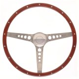 GT Performance GT-3 Retro Mustang Wood Steering Wheels 35-5457 Wheel, Mustang, 3-Spoke, Stainless, Brushed, Walnut Color Grip, 15 in. Dia., 3-Bolt thumbnail 1