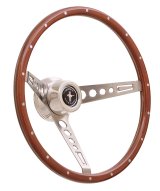 GT Performance GT-3 Retro Mustang Wood Steering Wheels 35-5457 Wheel, Mustang, 3-Spoke, Stainless, Brushed, Walnut Color Grip, 15 in. Dia., 3-Bolt thumbnail 2