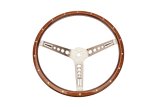 GT Performance GT-3 Retro Mustang Wood Steering Wheels 35-5457 Wheel, Mustang, 3-Spoke, Stainless, Brushed, Walnut Color Grip, 15 in. Dia., 3-Bolt thumbnail 3