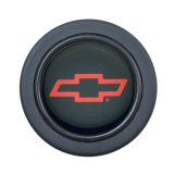 GT Performance Euro Horn Buttons 21-1622 Buttons, Button, Chevrolet Bowtie Red Logo, Aluminum, Black, Each thumbnail 1