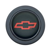 GT Performance Euro Horn Buttons 21-1622 Buttons, Button, Chevrolet Bowtie Red Logo, Aluminum, Black, Each thumbnail 2