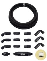 FiTech Stainless Steel Fuel Line Kits 51002 Plumbing Kit, 20 ft, Black Braided Stainless, With 40 Micron Filter, Check Valve, Kit thumbnail 1