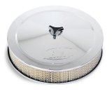 Demon Carburetion Air Cleaners 786004 Cleaner, 0.5 in. Dropped Base, Round, Chrome Steel Top, Logo, 14 in Diameter, Filter, Wing Nut, Each thumbnail 1
