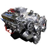 BluePrint Engines GM 496 C.I.D. 600 HP Stroker Dressed Fuel Injected Long Block Crate BP4967CTFK Engine with EFI, Plugs, Wires, & Complete Polished Pulley Kit Installed w/ WP, Alt, A/C. thumbnail 3