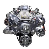 BluePrint Engines GM 496 C.I.D. 600 HP Stroker Dressed Fuel Injected Long Block Crate BP4967CTFK Engine with EFI, Plugs, Wires, & Complete Polished Pulley Kit Installed w/ WP, Alt, A/C. thumbnail 6