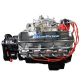 BluePrint Engines GM 496 C.I.D. 600 HP Stroker Dressed Carbureted Long Block Crate BP4967CTCKB Engine with Carb, Plugs, Wires, & Complete Black Pulley Kit Installed w/ WP, Alt, A/C. thumbnail 2
