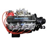 BluePrint Engines GM 496 C.I.D. 600 HP Stroker Dressed Carbureted Long Block Crate BP4967CTCKB Engine with Carb, Plugs, Wires, & Complete Black Pulley Kit Installed w/ WP, Alt, A/C. thumbnail 4