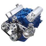 BluePrint Engines Accessory Drive Systems BPP302FDPS3 Pulley Kit, Serpentine, Dual Belt, Aluminum, Polished, Saginaw, Power Steering Pump, Alternator, Water Pump, Ford, Small Block, Kit thumbnail 1