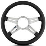 Lecarra Mark 9 Elegante Steering Wheels 93201 Wheel, Elegante, Black Leather Grip, Aluminum, Polished, 4-Spoke, 14 in. Diameter, 9-Bolt Mount, Each thumbnail 1