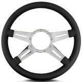 Lecarra Mark 9 Elegante Steering Wheels 93201 Wheel, Elegante, Black Leather Grip, Aluminum, Polished, 4-Spoke, 14 in. Diameter, 9-Bolt Mount, Each thumbnail 2