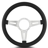 Lecarra Mark 4 Elegante Steering Wheels 43201 Wheel, Elegante, Black Leather Grip, Aluminum, Polished, 3-Spoke, 14 in. Diameter, 9-Bolt Mount, Each thumbnail 2