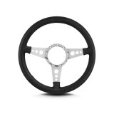 Lecarra Mark 4 GT Steering Wheels 42201 Wheel, GT, Black Leather Grip, Aluminum, Polished, 3-Spoke, 14 in. Diameter, 9-Bolt Mount, Each thumbnail 2