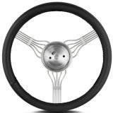 Lecarra Newstalgic Banjo Steering Wheels 55301 Wheel, Banjo, Black Leather Grip, Stainless steel, Polished, 3-Spoke, 15 in. Diameter, 1-Bolt Mount, Each thumbnail 2