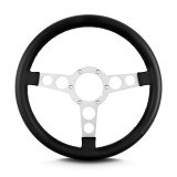 Lecarra Formula Steering Wheels for 1970-1981 FIREBIRD - 62301 Wheel, Formula, Black Leather Grip, Aluminum, Clear anodized, 3-Spoke, 14 in. Diameter, 6-Bolt Mount, Pontiac, Each thumbnail 1