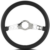 Lecarra Vette SS Steering Wheels for 1963-1982 CORVETTE - 63501 Wheel, SS, Black Leather Grip, Stainless steel, Polished, 2-Spoke, 14 in. Diameter, 6-Bolt Mount, Each thumbnail 2