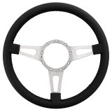 Lecarra Mark 4 Supreme Steering Wheels 44201 Wheel, Supreme, Black Leather Grip, Aluminum, Polished, 3-Spoke, 14 in. Diameter, 9-Bolt Mount, Each thumbnail 1