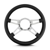 Lecarra Mark 9 Supreme Steering Wheels 94301 Wheel, Supreme, Black Leather Grip, Aluminum, Polished, 4-Spoke, 14 in. Diameter, 9-Bolt Mount, Each thumbnail 2
