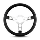 Lecarra Formula Steering Wheels for 1970-1981 FIREBIRD - 61501 Wheel, Formula, Black Leather Grip, Aluminum, Polished, 3-Spoke, 14 in. Diameter, 6-Bolt Mount, Pontiac, Each thumbnail 1