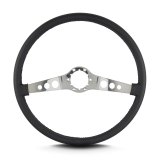 Lecarra Vette SS Steering Wheels for 1963-1982 CORVETTE - 66701 Wheel, SS, Black Leather Grip, Stainless steel, Polished, 2-Spoke, 15 in. Diameter, 6-Bolt Mount, Each thumbnail 1