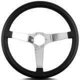 Lecarra Vette 3 Steering Wheels for 1963-1982 CORVETTE - 63201 Wheel, 3, Black Leather Grip, Stainless steel, Polished, 3-Spoke, 14 in. Diameter, 6-Bolt Mount, Each thumbnail 1