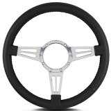 Lecarra Mark 4 Double Slot Steering Wheels 44401 Wheel, Slot, Black Leather Grip, Aluminum, Polished, 3-Spoke, 14 in. Diameter, 9-Bolt Mount, Each thumbnail 1