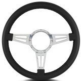 Lecarra Mark 4 Double Slot Steering Wheels 44401 Wheel, Slot, Black Leather Grip, Aluminum, Polished, 3-Spoke, 14 in. Diameter, 9-Bolt Mount, Each thumbnail 2