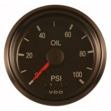 VDO Cockpit Series Analog Gauges 150-030 Gauge, Cockpit, Oil Pressure, 0-100 psi, 2 1/16 in., Analog, Mechanical, Black Face, Each thumbnail 3
