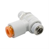 Dedenbear Shifters, Air Replacement Components NVRAMO NEEDLE VALVE, RIGHT ANGLE, 1/4" OD QUICK DISCONNECT TO 1/8"NPT THREAD (METER OUT) thumbnail 1