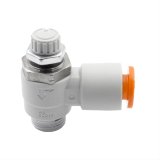 Dedenbear Shifters, Air Replacement Components NVRAMO NEEDLE VALVE, RIGHT ANGLE, 1/4" OD QUICK DISCONNECT TO 1/8"NPT THREAD (METER OUT) thumbnail 2