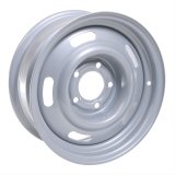 Vision American Muscle 55 Rally Series Silver Wheels 15x6 Wheel, Rally, Steel, Silver, 15 in. x 6 in., 5 x 4.75 in. Bolt Circle, 4.00 in. Backspace, Each thumbnail 1