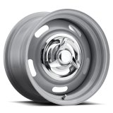 Vision American Muscle 55 Rally Series Silver Wheels 15x6 Wheel, Rally, Steel, Silver, 15 in. x 6 in., 5 x 4.50/4.75 in. Bolt Circle, 4.00 in. Backspace, Each thumbnail 2